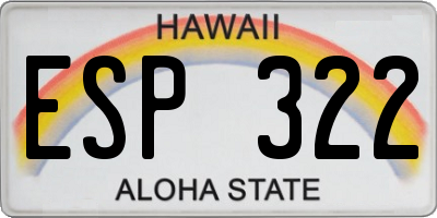 HI license plate ESP322