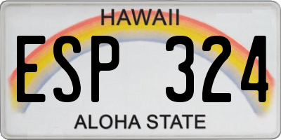 HI license plate ESP324