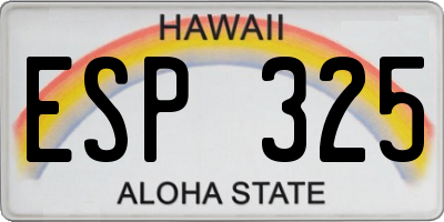 HI license plate ESP325