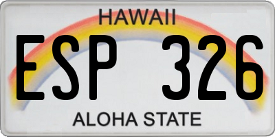 HI license plate ESP326