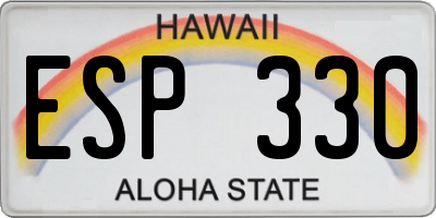 HI license plate ESP330