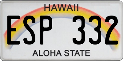 HI license plate ESP332