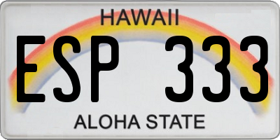 HI license plate ESP333