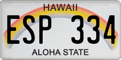 HI license plate ESP334