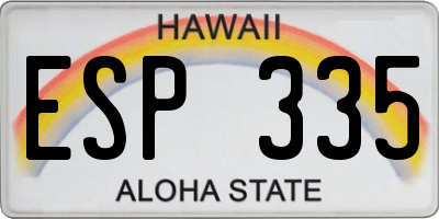 HI license plate ESP335