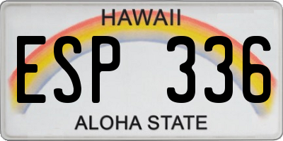 HI license plate ESP336
