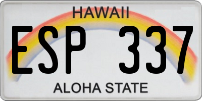 HI license plate ESP337