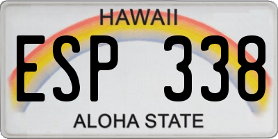 HI license plate ESP338