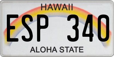 HI license plate ESP340