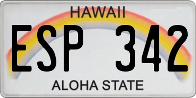 HI license plate ESP342