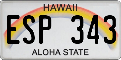 HI license plate ESP343
