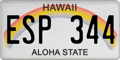 HI license plate ESP344