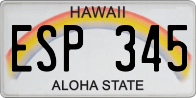 HI license plate ESP345