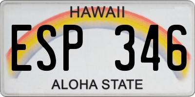 HI license plate ESP346