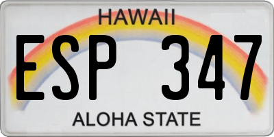 HI license plate ESP347