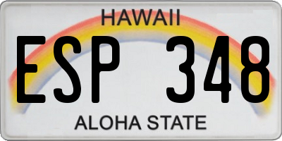 HI license plate ESP348