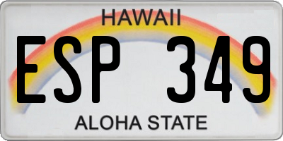 HI license plate ESP349