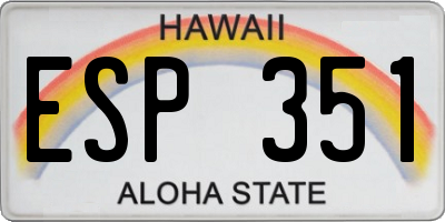 HI license plate ESP351