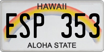 HI license plate ESP353