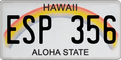 HI license plate ESP356
