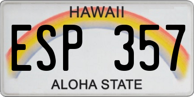 HI license plate ESP357