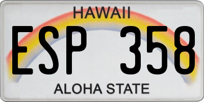 HI license plate ESP358