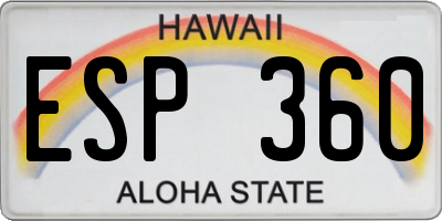 HI license plate ESP360