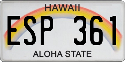 HI license plate ESP361