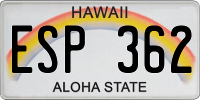 HI license plate ESP362