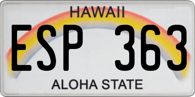 HI license plate ESP363