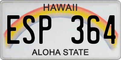 HI license plate ESP364
