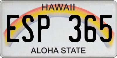 HI license plate ESP365
