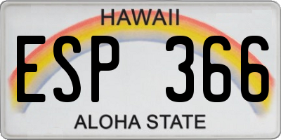 HI license plate ESP366