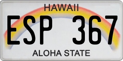 HI license plate ESP367