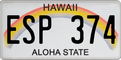HI license plate ESP374