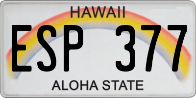 HI license plate ESP377