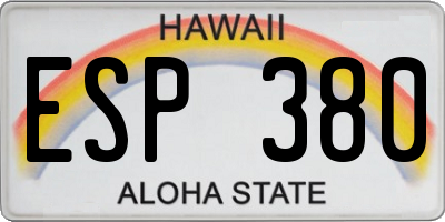 HI license plate ESP380