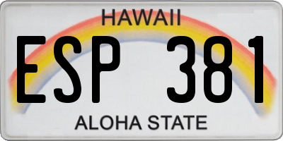 HI license plate ESP381
