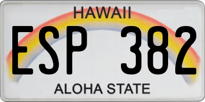 HI license plate ESP382