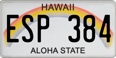HI license plate ESP384