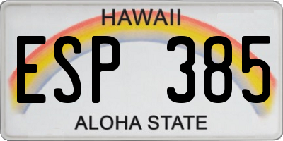 HI license plate ESP385