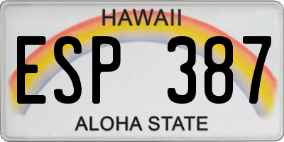 HI license plate ESP387