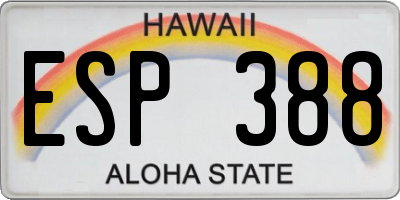 HI license plate ESP388