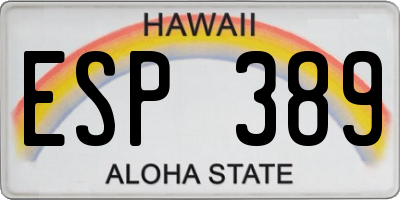 HI license plate ESP389