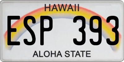HI license plate ESP393
