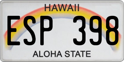 HI license plate ESP398