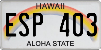 HI license plate ESP403