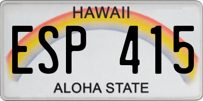 HI license plate ESP415