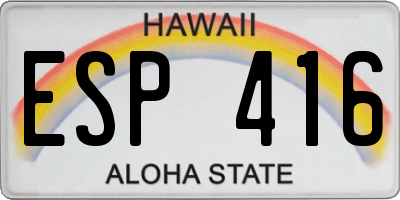 HI license plate ESP416