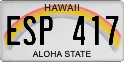 HI license plate ESP417